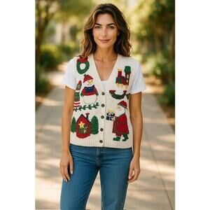 "MARISA CHRISTINA" Limited Edition 1996 Christmas Vest L Holiday Ugly Sweater